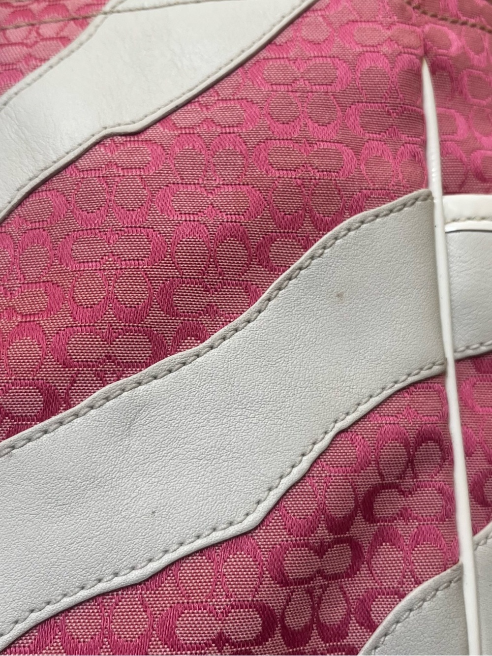 Coach Vintage Zebra Patchwork Limited Edition White & Pink Mini Cs Gallery Tote - Picture 15 of 15